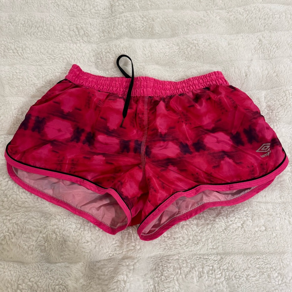 Umbro Women's Vibrant Pink and Black Athletic Shorts